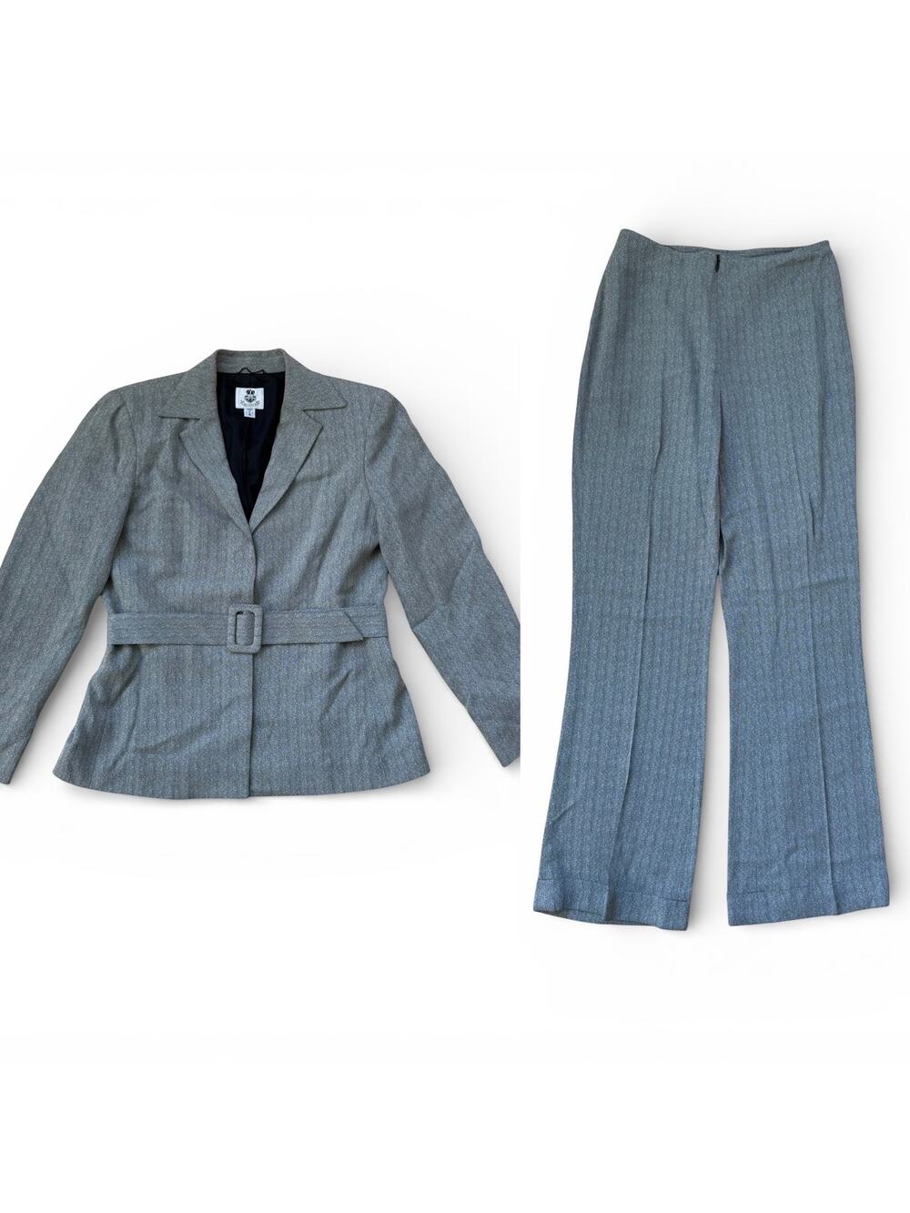 80's Vintage Renfrew Grey Herringbone Tweed Two Piece Blazer and Pants Suit
